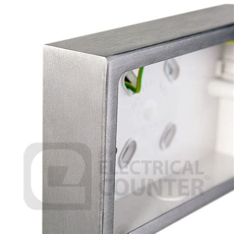 brushed steel double surface socket back box pattress|Brushed Steel Pattress Boxes/Surface Boxes .